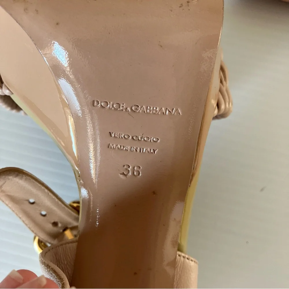 Dolce & Gabbana Pink Nude Woven Platform Sandal Heels size EU 36 US 5.5